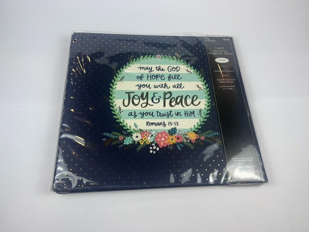 NEW The Paper Studio Navy Blue Romans 15:13 12x12 Post Bound Scrapbook Album